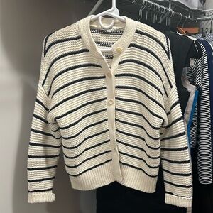 Alex Mill perfect ivory navy striped cardigan small
